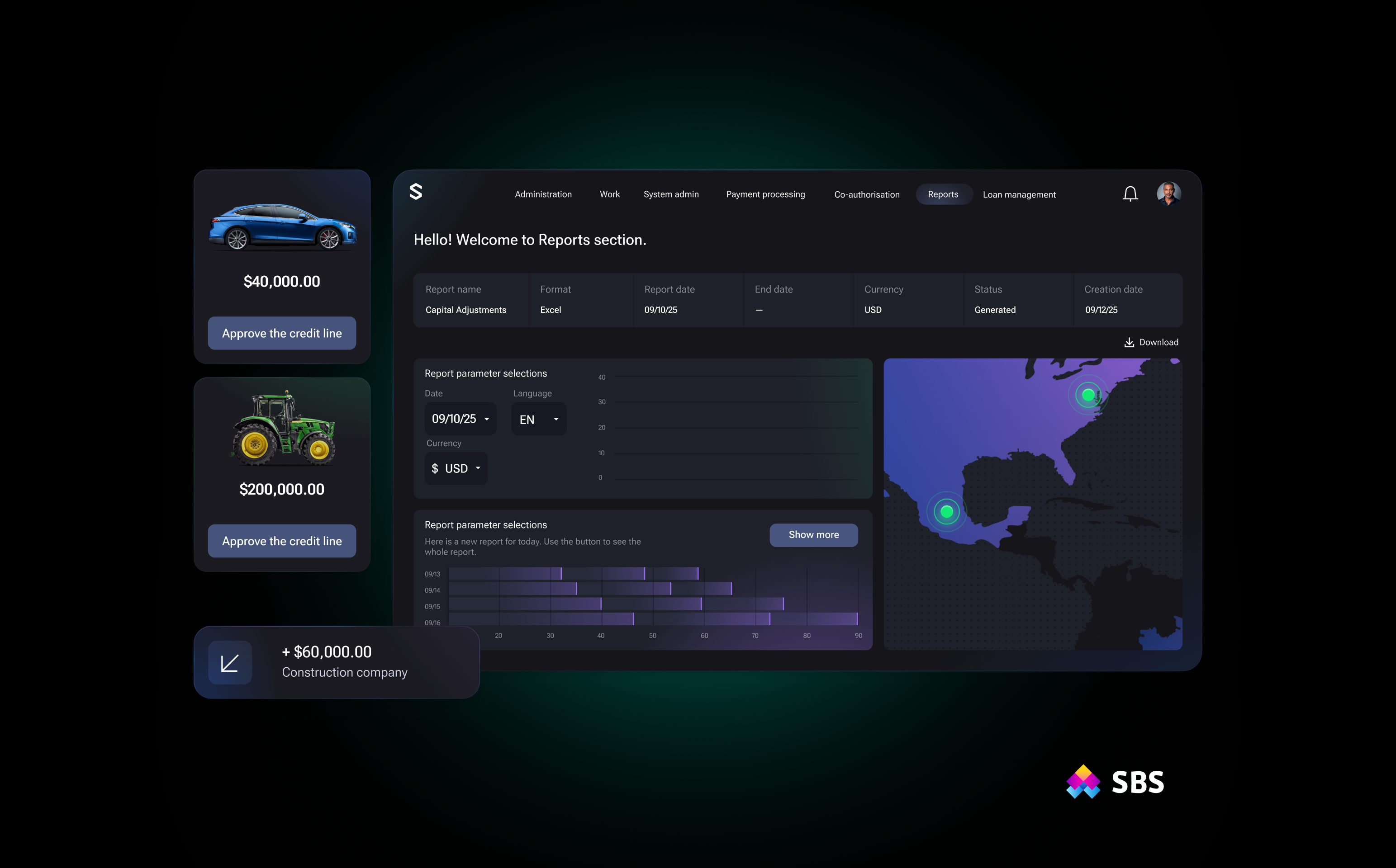 screenshot of SBS Financing Platform